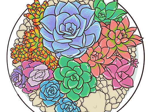 陰雨天，適合畫(huà)多肉（個(gè)人主頁(yè)-ZNDMxODEzMzI=） - 藝術(shù)插畫(huà) - 站酷設(shè)計(jì)師小朋友R原創(chuàng)素材 - 站酷ZCOOL