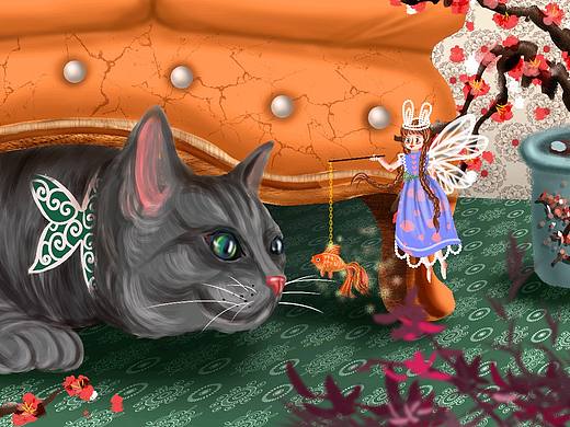 一组小精灵和猫咪