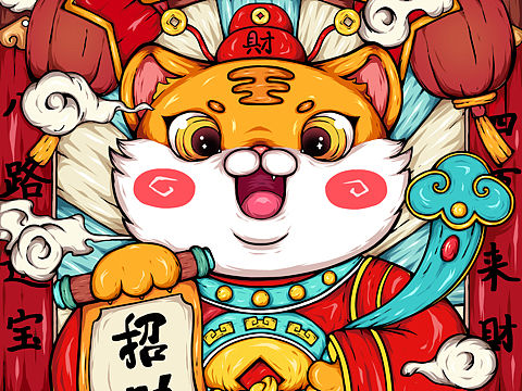国潮：原创虎年国潮插画