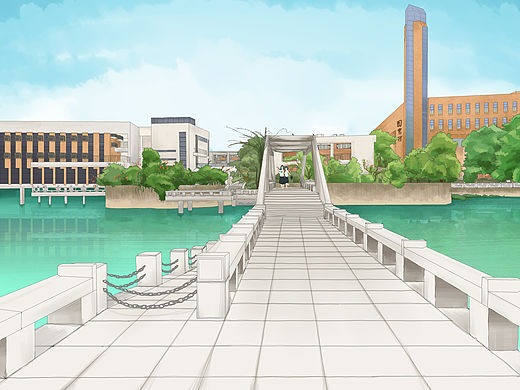 河职院风景插画