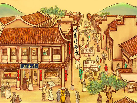 桂花村熟食礼盒插画