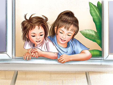 绘本插画小姐妹俩