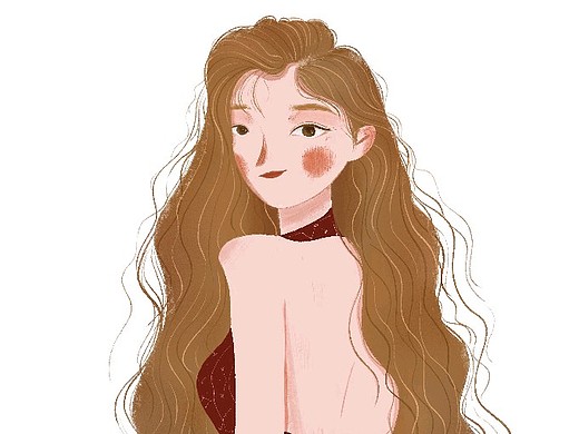 人物插画——卷发女生