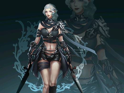 灰藍(lán)媚眼刺客（個(gè)人主頁(yè)-ZMzA4NDEyNzY=） - 游戲原畫(huà) - 站酷設(shè)計(jì)師考拉gummy原創(chuàng)素材 - 站酷ZCOOL