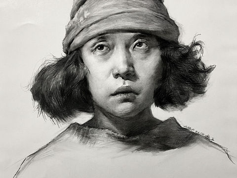 素描人像#女青年