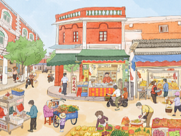 美食城市长图插画 | 巷遇泉州水门巷