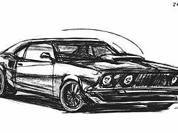 深夜速写-iPad画跑车