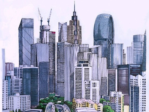 【写生】马克笔速写cbd场景