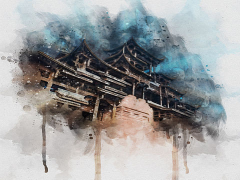 飞龙腾杂流土狗287定格动画短片《风雨廊桥》外景廊桥杂流土狗1164