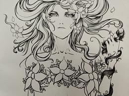 黑白手繪插畫