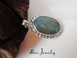 【S-jewelry】S925银   晕彩拉长石包镶吊坠