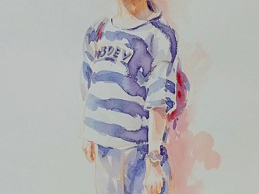 刚画的水彩人物画，是不是比以前有点进步啦😄