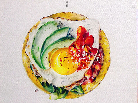 明小花水彩～早餐餅～（個(gè)人主頁(yè)-ZNDgxOTI5ODQ=） - 繪畫(huà) - 站酷設(shè)計(jì)師明小花原創(chuàng)素材 - 站酷ZCOOL