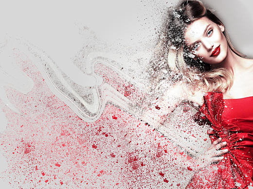 临摹的破碎飘散效果美女