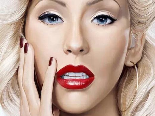 我的绘画练习-- 女神Christina Aguilera