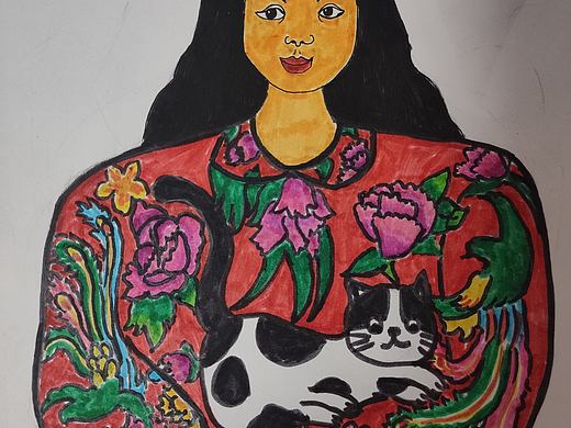 花棉袄的女人和猫（个人主页-ZNDI0NTg4NjQ=） - 儿童插画 - 站酷设计师Z87331383原创素材 - 站酷ZCOOL