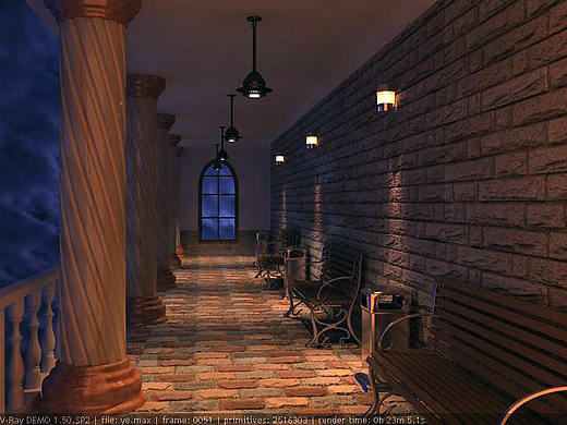 长廊渲染(日夜景)