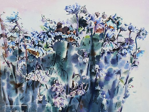 《簇》56X70cm（个人主页-ZMzYwNjk2MDA=） - 绘画 - 站酷设计师ChenYan水彩原创素材 - 站酷ZCOOL