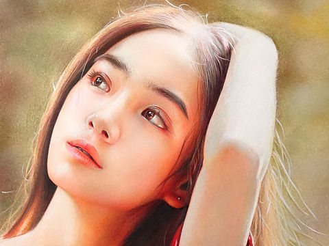 彩铅画《指尖的光舞》