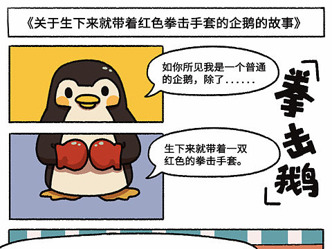 拳击鹅｜生下来就戴着红色拳击手套的企鹅