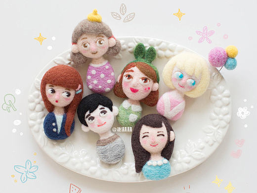 囍囍的羊毛毡 之 可爱头像胸针①