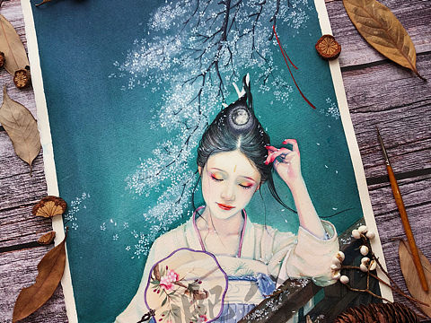 水彩原创插画人物