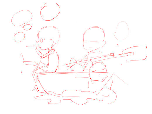 原创插画《西瓜小舟》