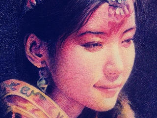 彩色圆珠笔画“诵经者”