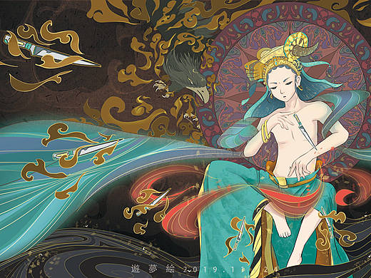 敦煌尸毗王割肉救鸽壁画故事绘制 过程图