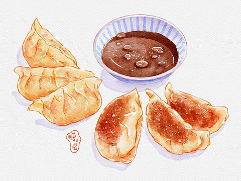 新年美食插画两张