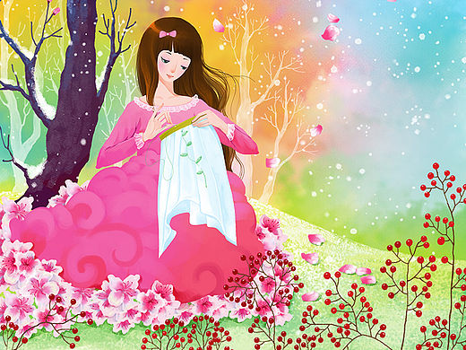 画儿晴天唯美插画-女孩系列之一