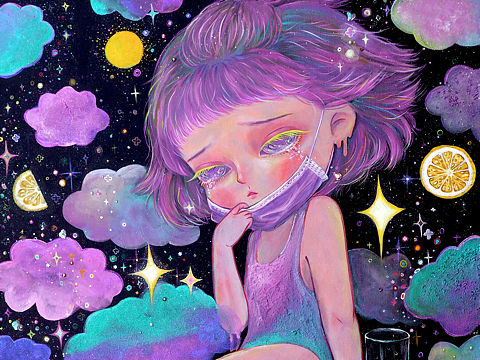 《夏夜》布面丙烯，未来依然可期（个人主页-ZNTMwNDA5MTY=） - 绘画 - 站酷设计师不晓艺术原创素材 - 站酷ZCOOL