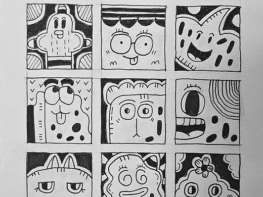 120个黑白角版插画练习