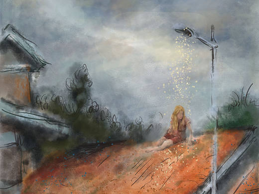 楼顶上的小女孩儿