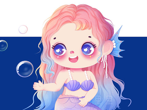 Q版人物美人鱼手帐贴纸