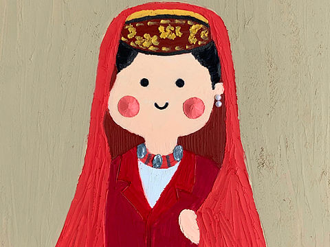 可爱的塔吉克新娘（个人主页-ZNTIxNTA3MTY=） - 艺术插画 - 站酷设计师美玥的油画棒原创素材 - 站酷ZCOOL