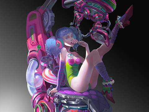 ps板绘步骤之机械糖果少女立绘