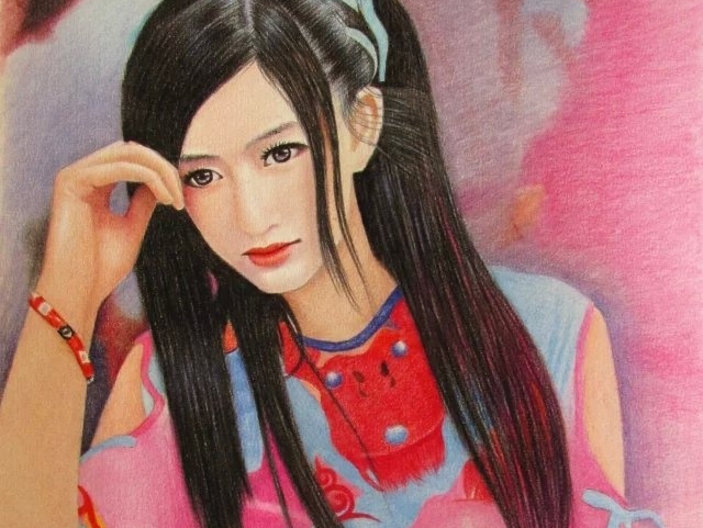兔子凌风彩铅作品《霞衣仕女图》，附高清步骤图~兔子凌风 站酷zcool 
