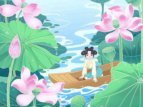 国风插画｜夏至｜节气插画