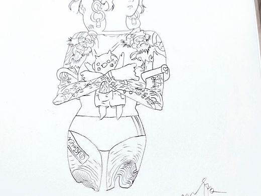 黑白人物插画