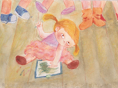 画展上画画的女孩