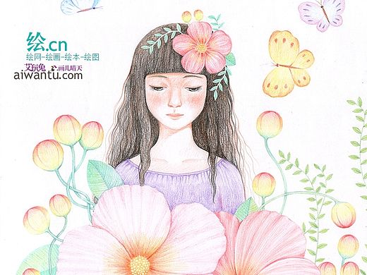画儿晴天彩铅绘画唯美作品