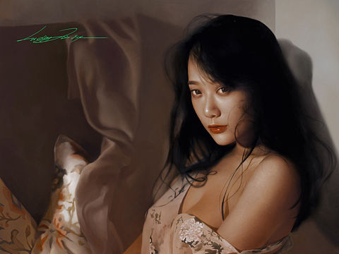 经历了一年的一张肖像人像