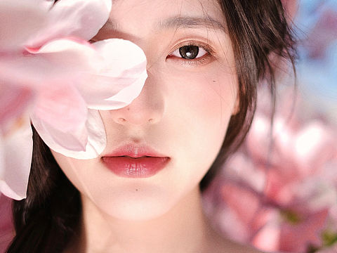 少女写真 玉兰花写真