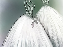 婚纱设计手稿素描图_巴黎婚纱设计素描手稿(2)