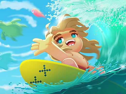 冲浪插画-创作习作5年前发电厂插画-游戏原画188065年前长颈鹿插画