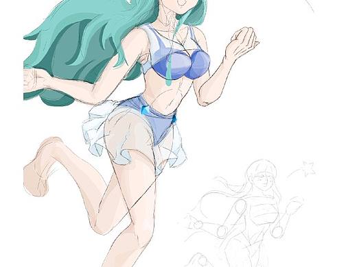 海边奔跑的少女