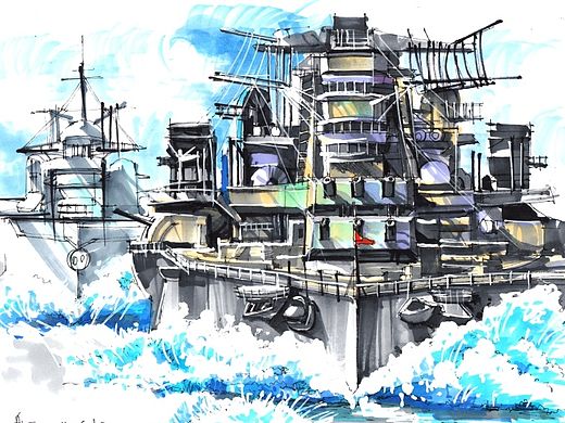 反法西斯70周年纪念画的手绘作品。