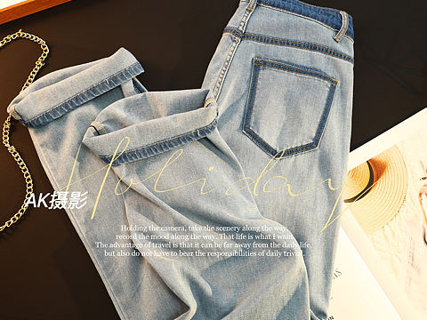 女装牛仔裤拍摄服装平铺挂拍电商服装摄影