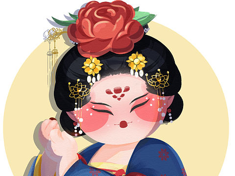 长安十二时辰贵妃Q版（个人主页-ZNTk3MDEzMDg=） - 创作习作 - 站酷设计师Yyrubyjane原创素材 - 站酷ZCOOL
